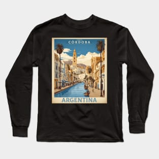 Ciudad de Cordoba Argentina Vintage Tourism Poster Long Sleeve T-Shirt